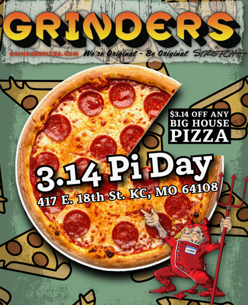 Flyer for XRDS Pi Day special of $3.14 off any Big House Pizza Pie